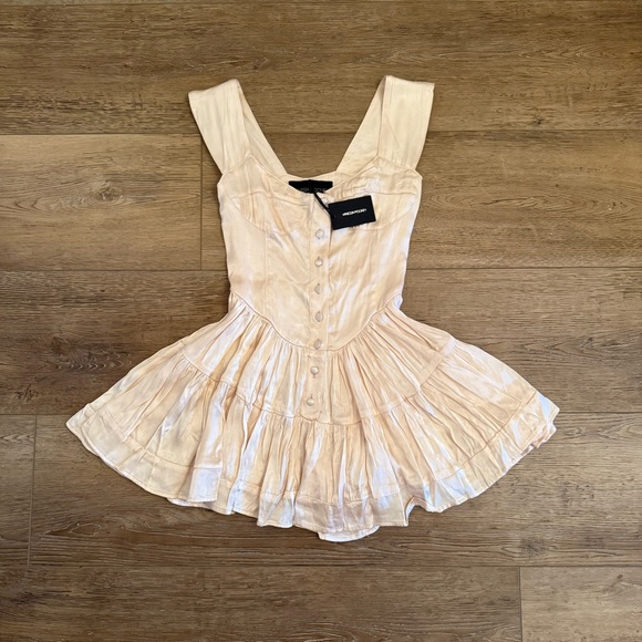 Vanessa Mooney The Elisabeth Romper Dress in Cream Satin - Picture 5 of 7